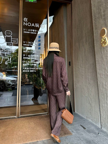 26ss Monogram Pattern Long-Sleeve Shirt / Straight-Leg Pants