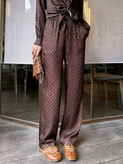 26ss Monogram Pattern Long-Sleeve Shirt / Straight-Leg Pants