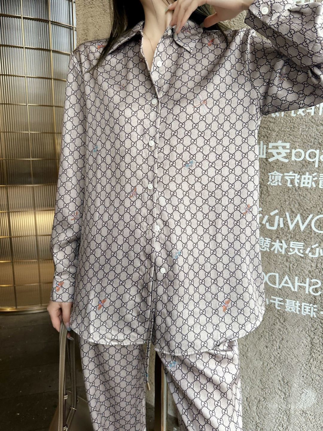 26ss Monogram Long-Sleeve Shirt / Straight-Leg Pants