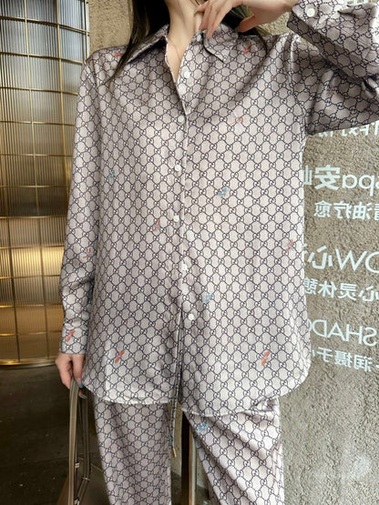 26ss Monogram Long-Sleeve Shirt / Straight-Leg Pants