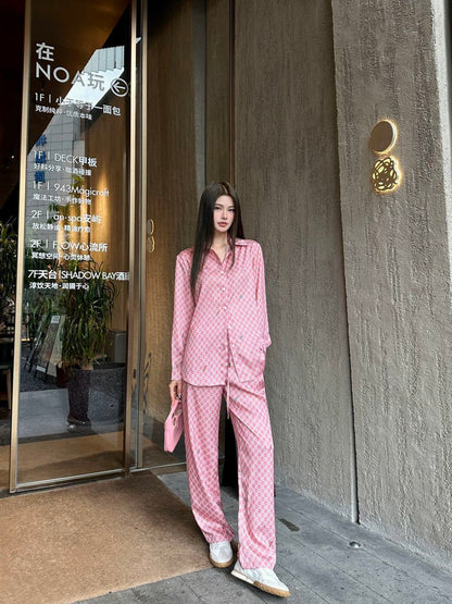 26ss Monogram Long-Sleeve Shirt / Straight-Leg Pants