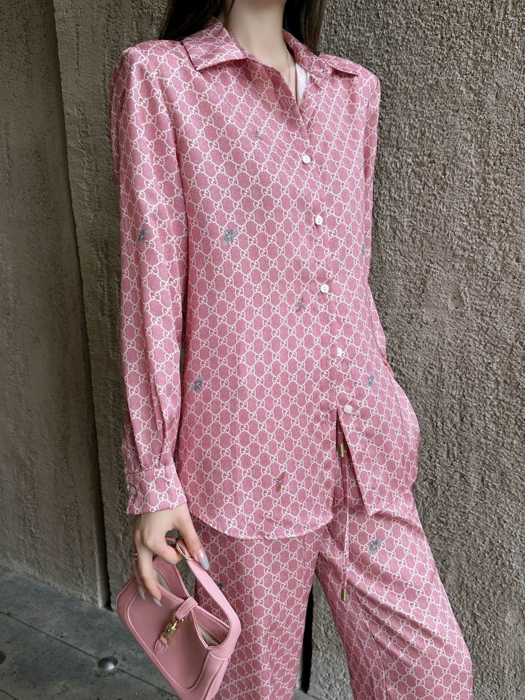26ss Monogram Long-Sleeve Shirt / Straight-Leg Pants