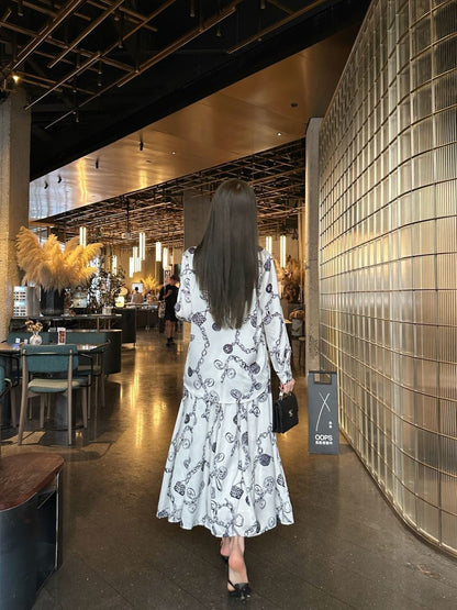 26ss Loose printed shirt / A-line skirt