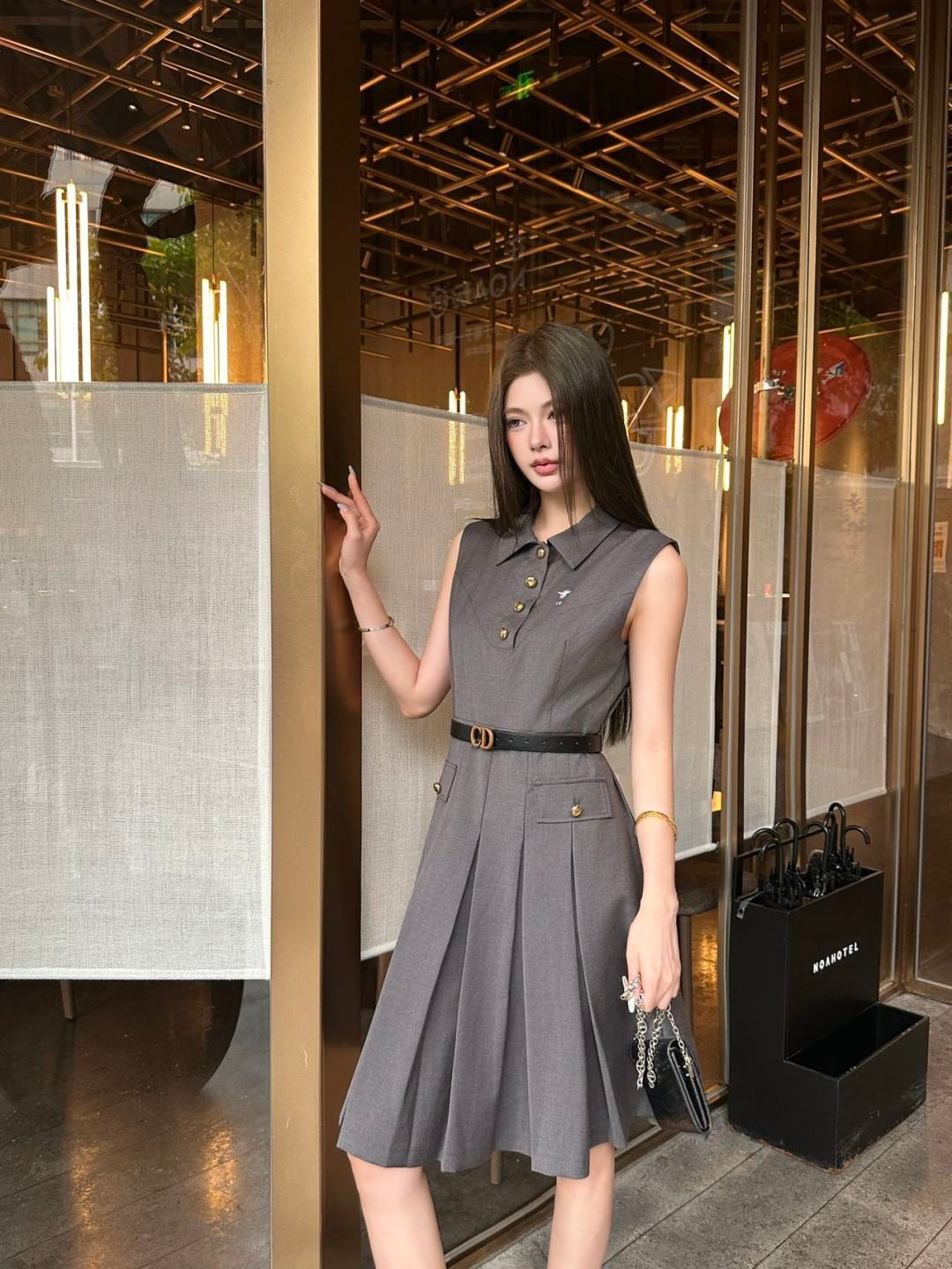 26ss Collared Pleated Dress