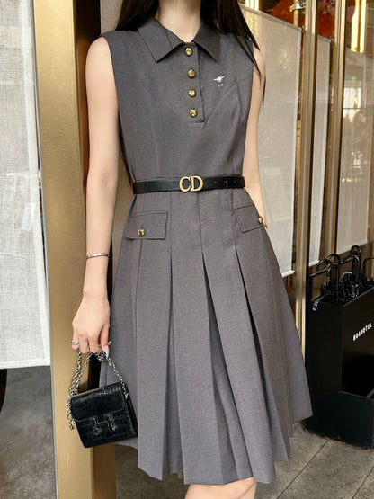 26ss Collared Pleated Dress