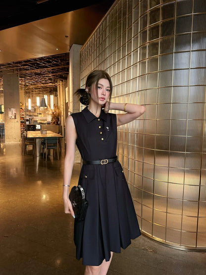 26ss Collared Pleated Dress