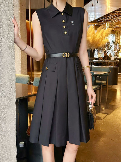 26ss Collared Pleated Dress