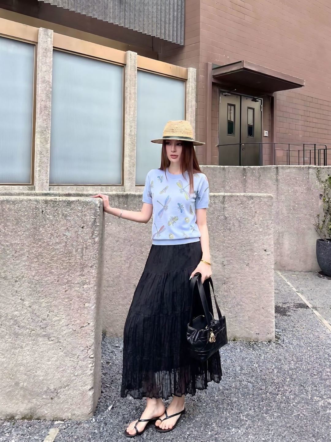26ss Dragonfly Pattern Embroidered Short Sleeve