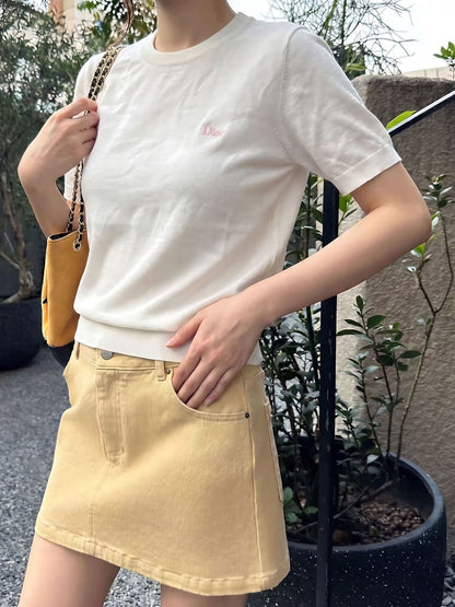 26ss Letter Embroidery Short Sleeve