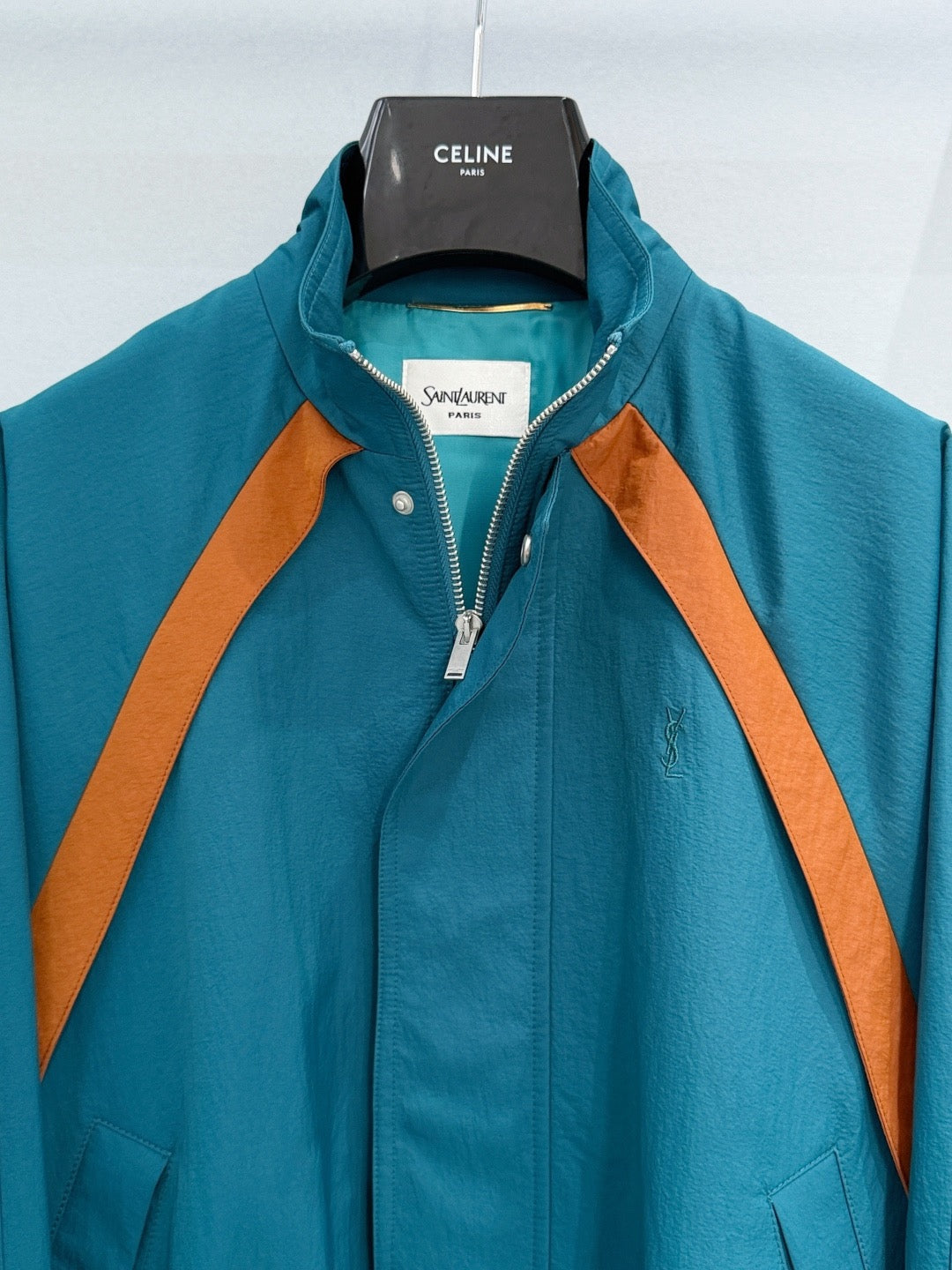 Peacock Blue Color-Blocked Jacket