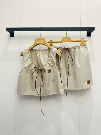 Hollow-out cotton-linen camisole