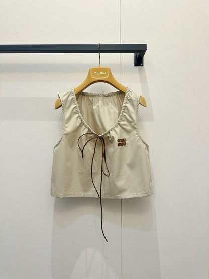 Hollow-out cotton-linen camisole