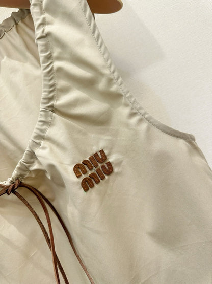 Hollow-out cotton-linen camisole