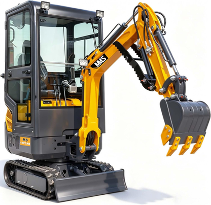 MS15PRO Mini Excavator with Cab,B&S Engine with Side Swing Boom and Hydraulic Thumb