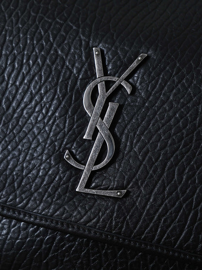 26SS New Niki Bag in Black Elephant-Grain Leather with Silver Hardware