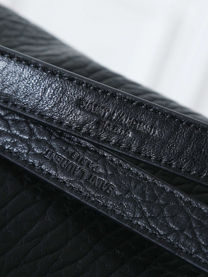 26SS New Niki Bag in Black Elephant-Grain Leather with Silver Hardware