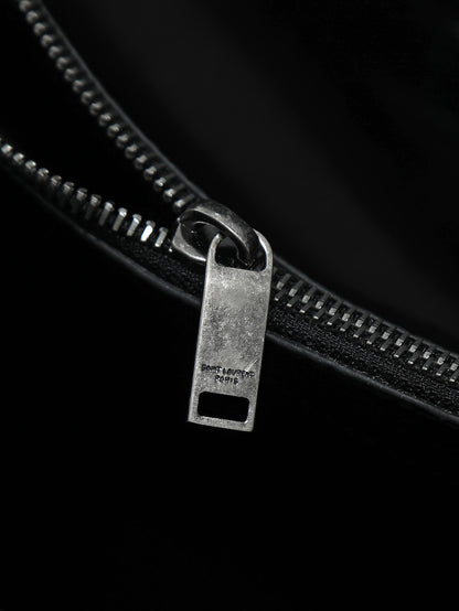 26SS New Niki Bag in Black Elephant-Grain Leather with Silver Hardware