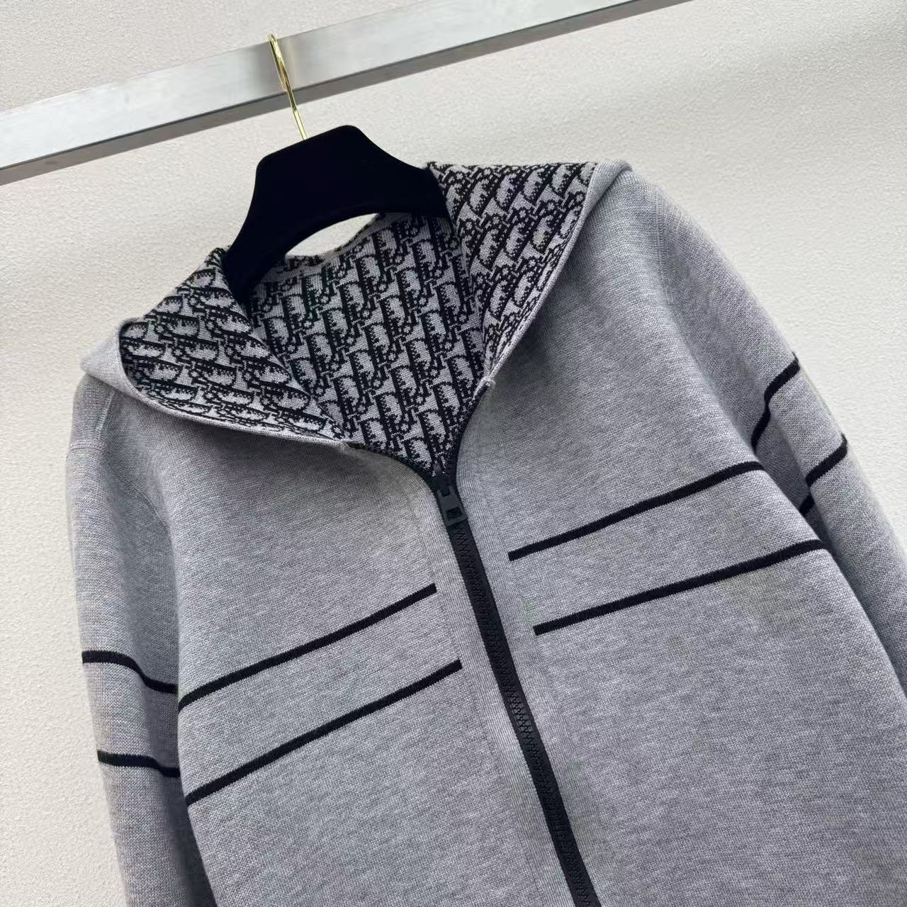 Reversible Cashmere Knit Hooded Jacket