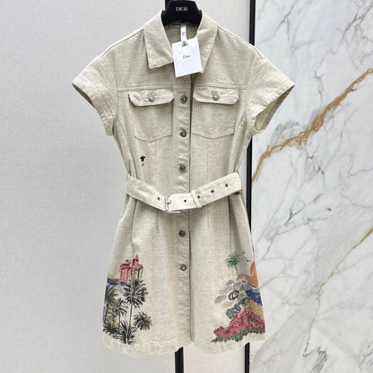 Artistic Print Notch-Collar Dress