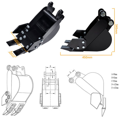 MMS 200mm Mini Excavator Bucket Attachment