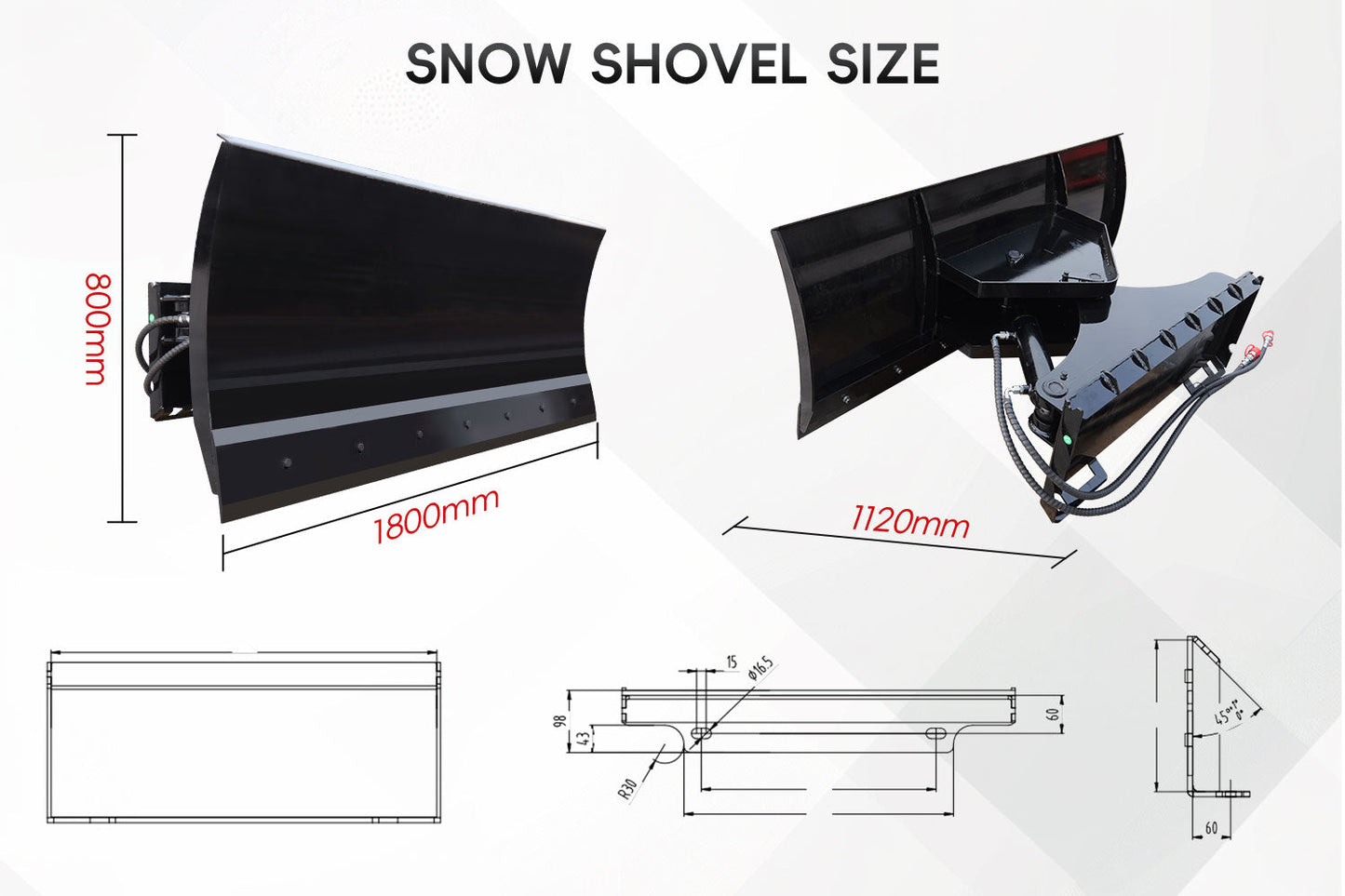 MMS 70" Skid Steer Bulldozer Blade / Snow Plow Pusher 30° Left & Right Snow Plow Pusher Attachment
