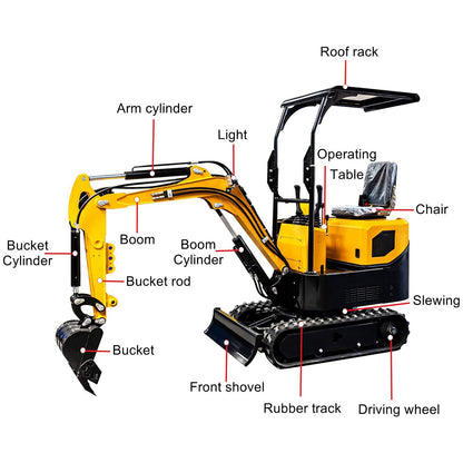 MS10C 13.5 HP,1 tons Mini Compact Excavator, Gasoline,  With Thumb Clip