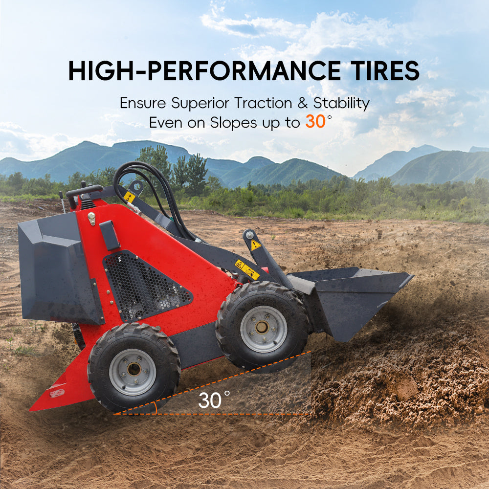 MS320L Mini Stand On Skid Steer Wheel Loader With 13.5 HP Gasoline Engine