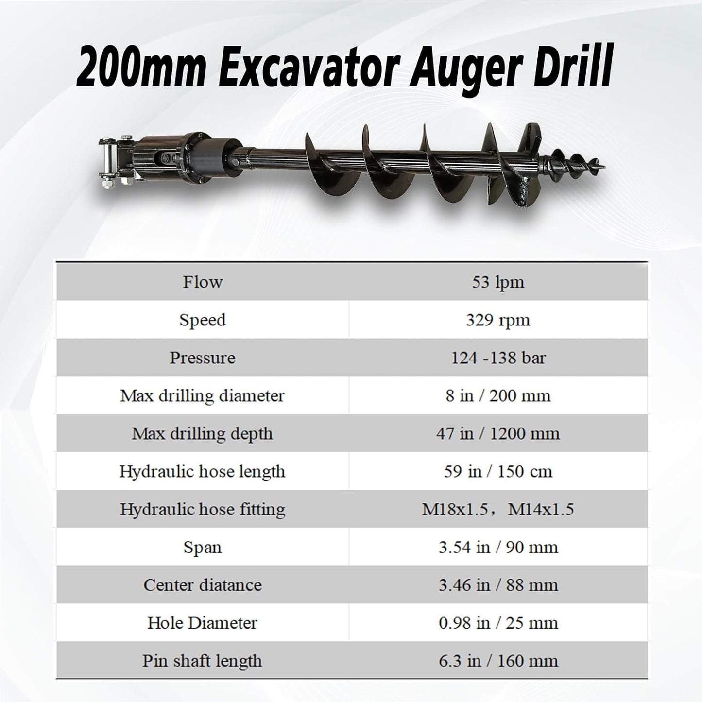 MMS Mini Excavator Auger 200mm/300mm