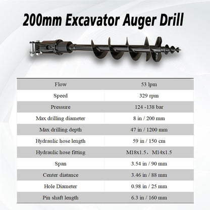MMS Mini Excavator Auger 200mm/300mm