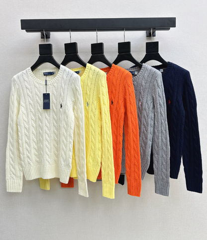 26Latest Autumn/Winter Long-Sleeve Crew-Neck Knit Sweater with Pony Embroidery