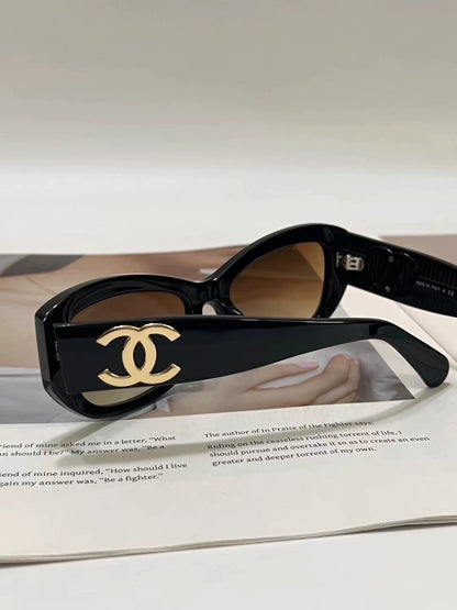 Black brown big C logo sunglasses