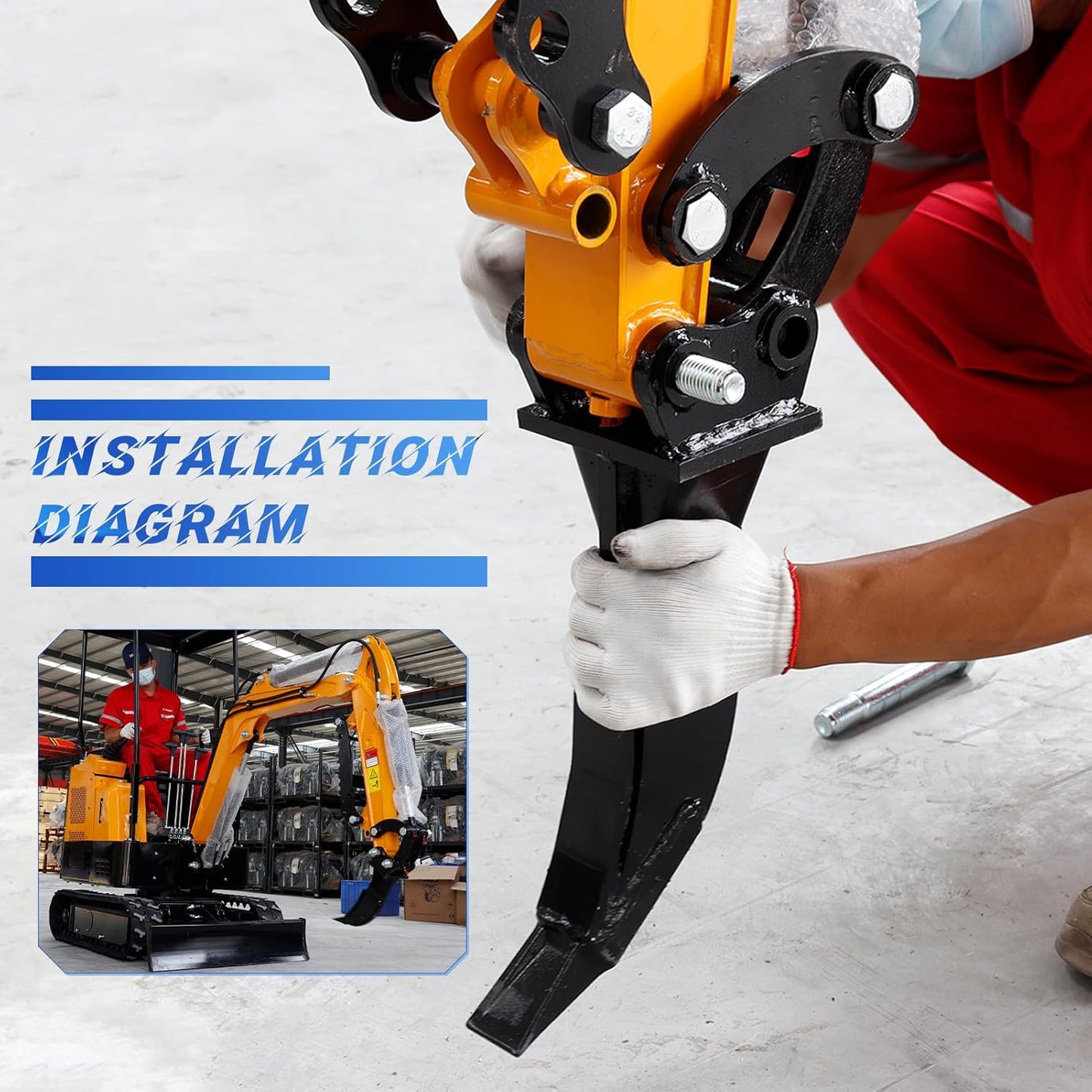 MMS Mini Excavator Ripper, Single Hook Backhoe