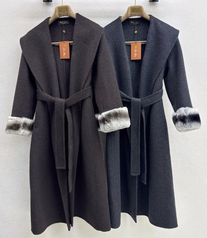 26 Fall/Winter Latest Style Long Double-Faced Wool Coat with Large Lapel