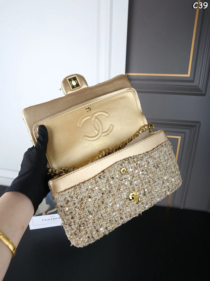 25 new tweed sequin chain bag