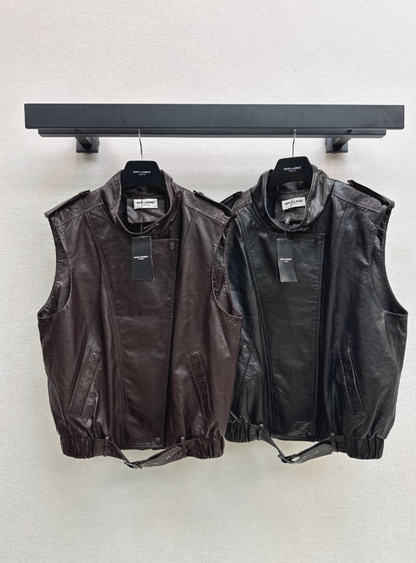 Yves Saint Laurent/26 Early Spring Latest Leather Vest