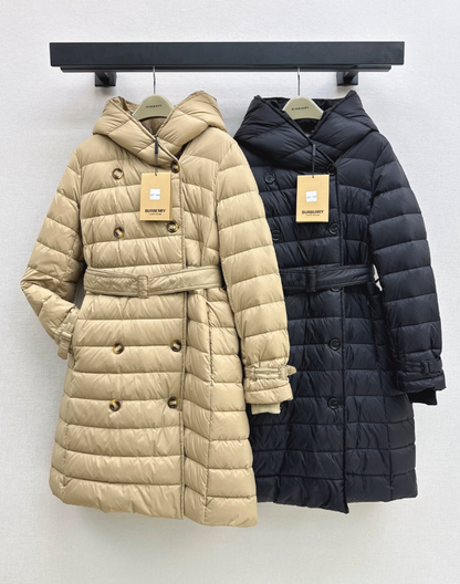 26 Fall/Winter New Classic Double-Breasted Hooded Long Down Coat