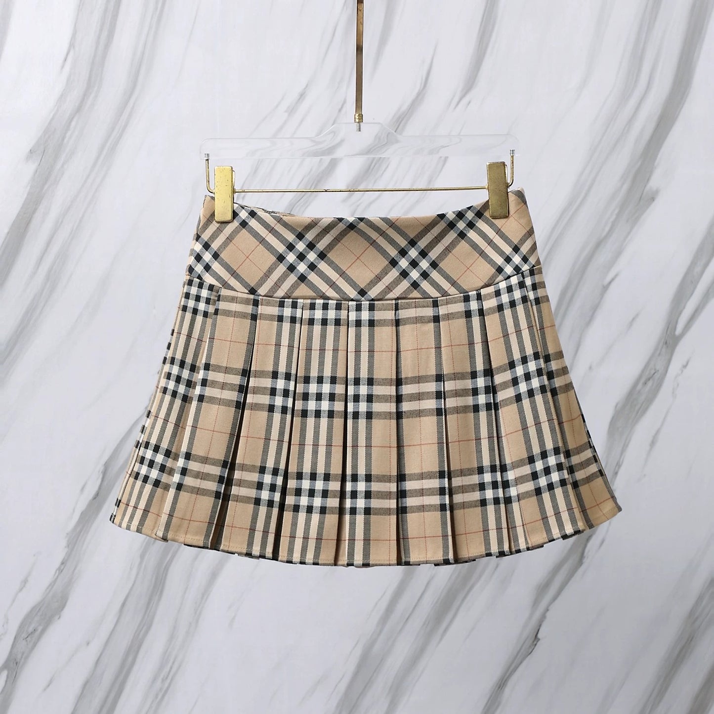 25ss Classic plaid short skirt summer pleated skirt
