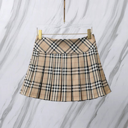 25ss Classic plaid short skirt summer pleated skirt