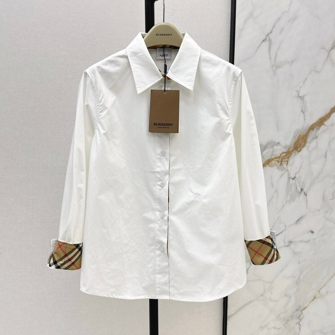 Cuff Plaid-Patch Embroidered Shirt