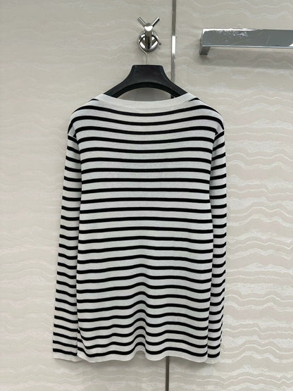25 Navy striped happy star knitted long-sleeved top
