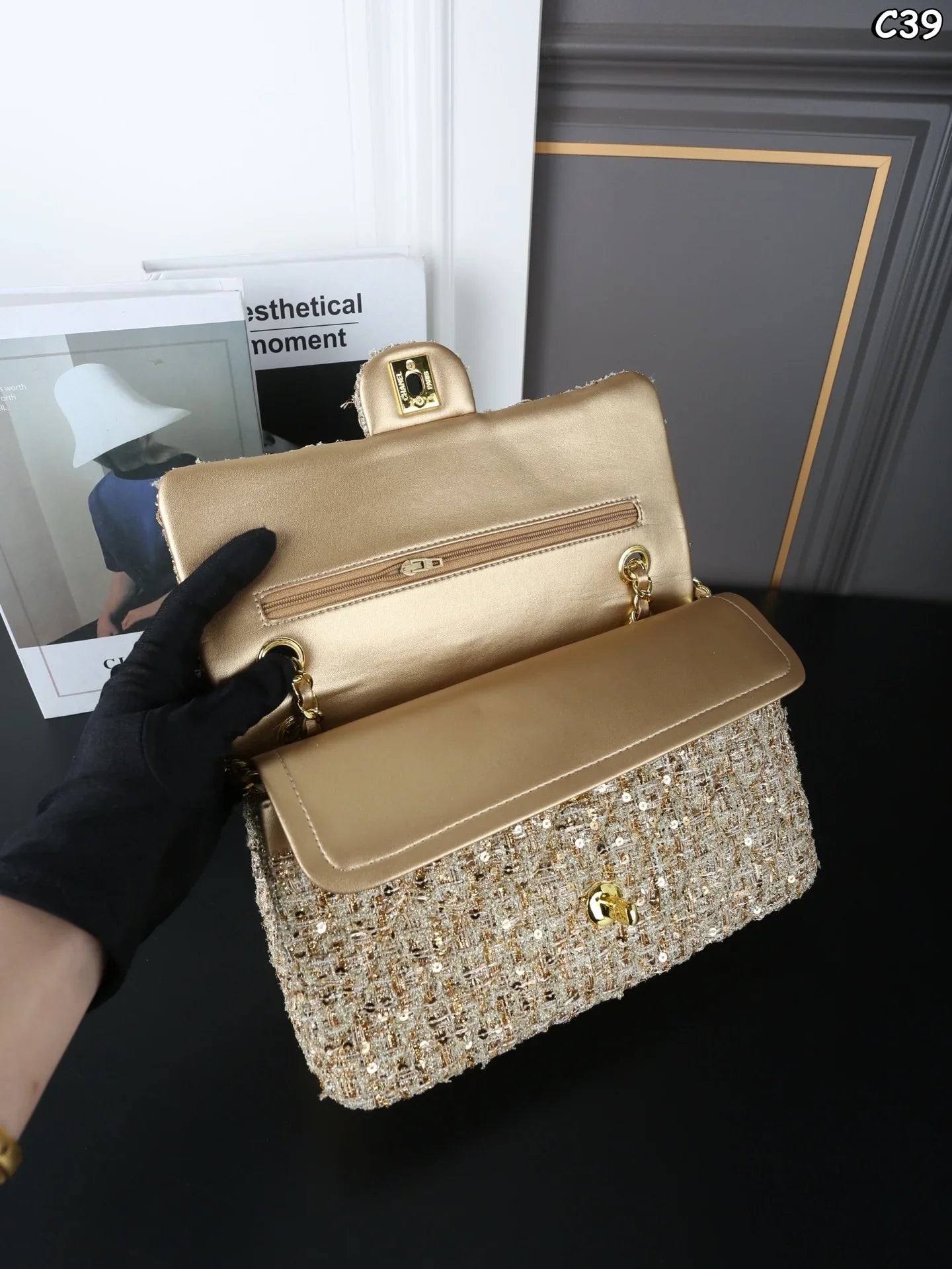 25 new tweed sequin chain bag