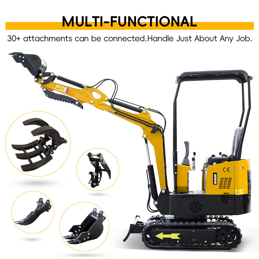 1 Ton Mini Excavator with 13.5 HP Gasoline Engine and Thumb Clip-MS10H