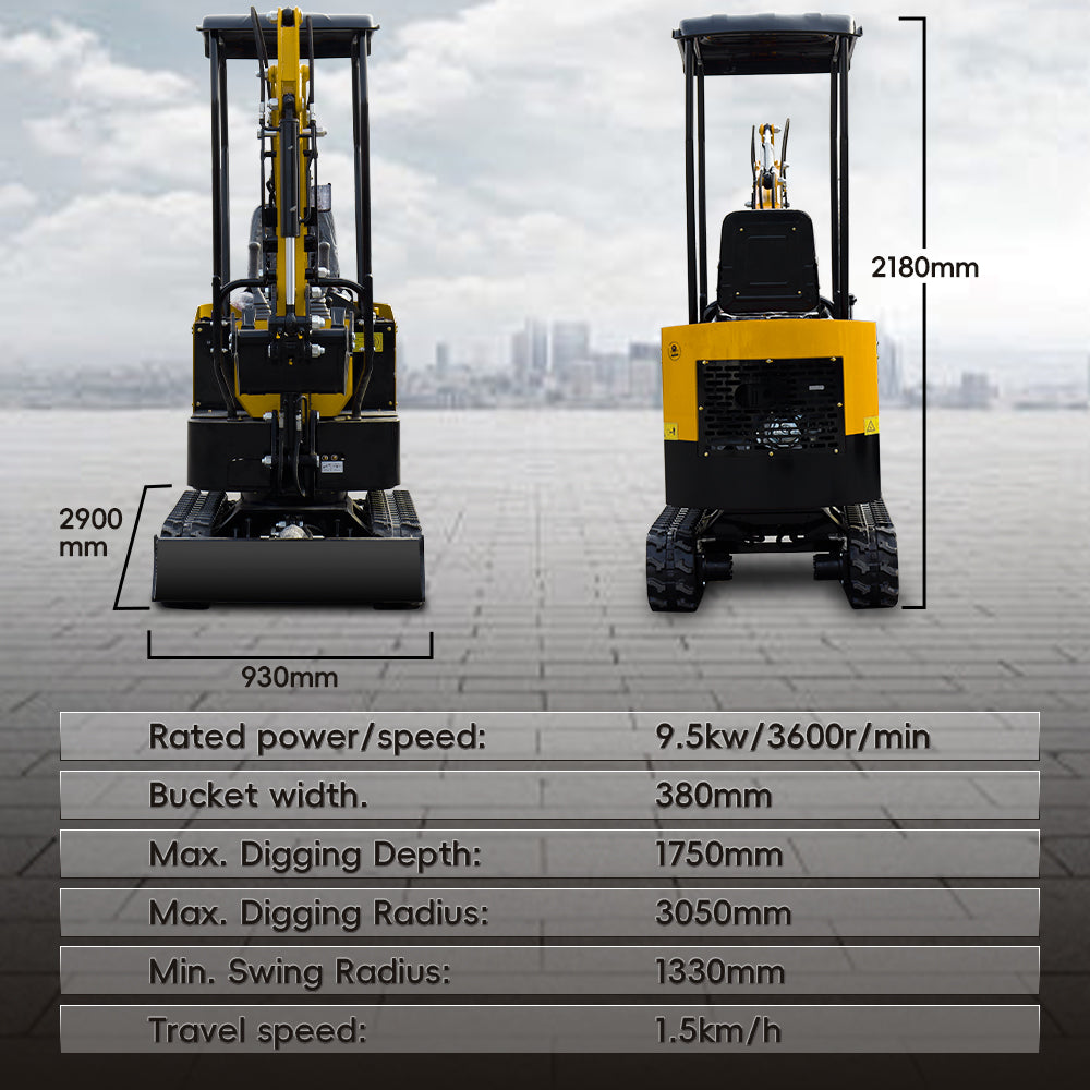 1 Ton Mini Excavator with 13.5 HP Gasoline Engine and Thumb Clip-MS10H
