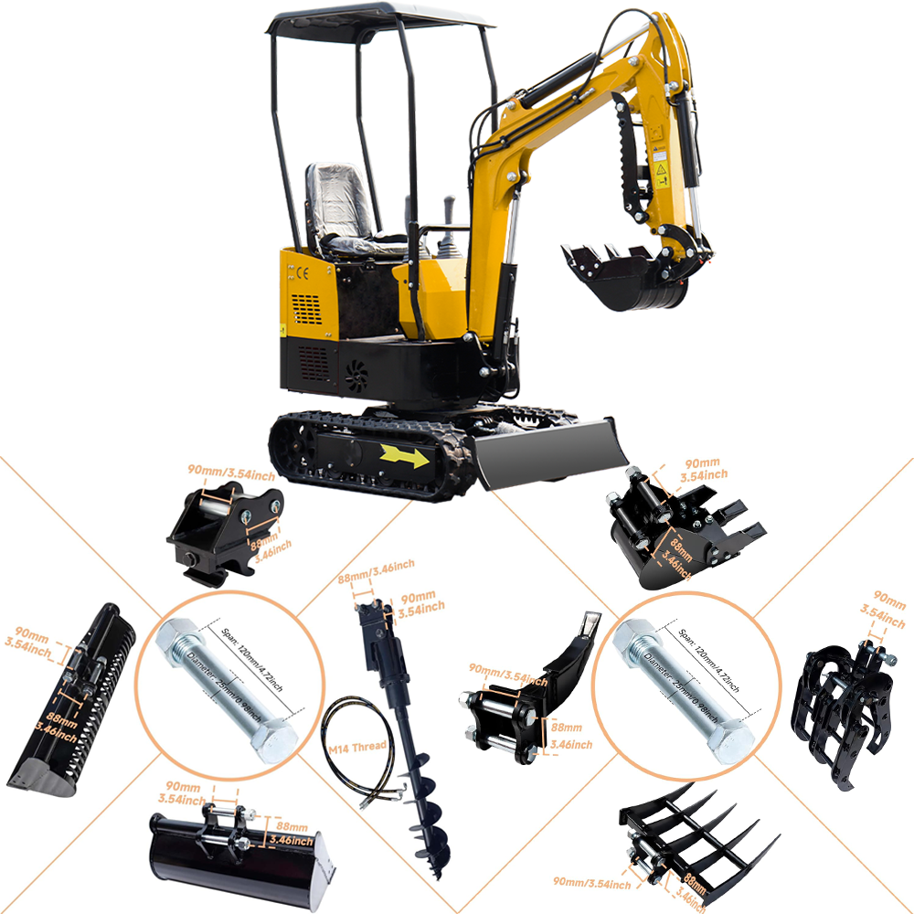 MS10 Pink Mini Excavator with Thumb Clamp, 1 Ton, Briggs & Stratton Engine, 13.5 HP