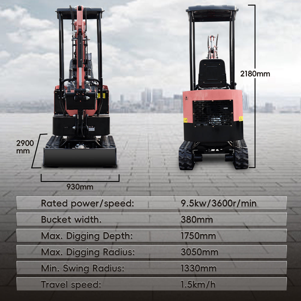 MS10 Pink Mini Excavator with Thumb Clamp, 1 Ton, Briggs & Stratton Engine, 13.5 HP