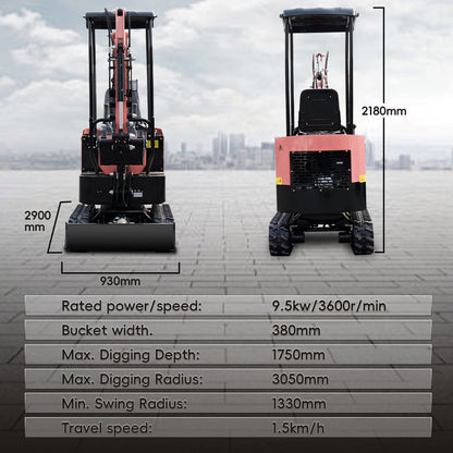 MS10 Pink Mini Excavator with Thumb Clamp, 1 Ton, Briggs & Stratton Engine, 13.5 HP