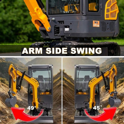 MS15PRO Mini Excavator with Cab,B&S Engine with Side Swing Boom and Hydraulic Thumb