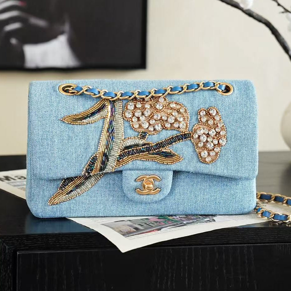 Chanel 2026 Classic 11.12 Bag 25.5cm Denim Leather