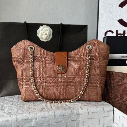 Chanel 2026 Shopping Bag 32cm Braided Raffia Woven Leather