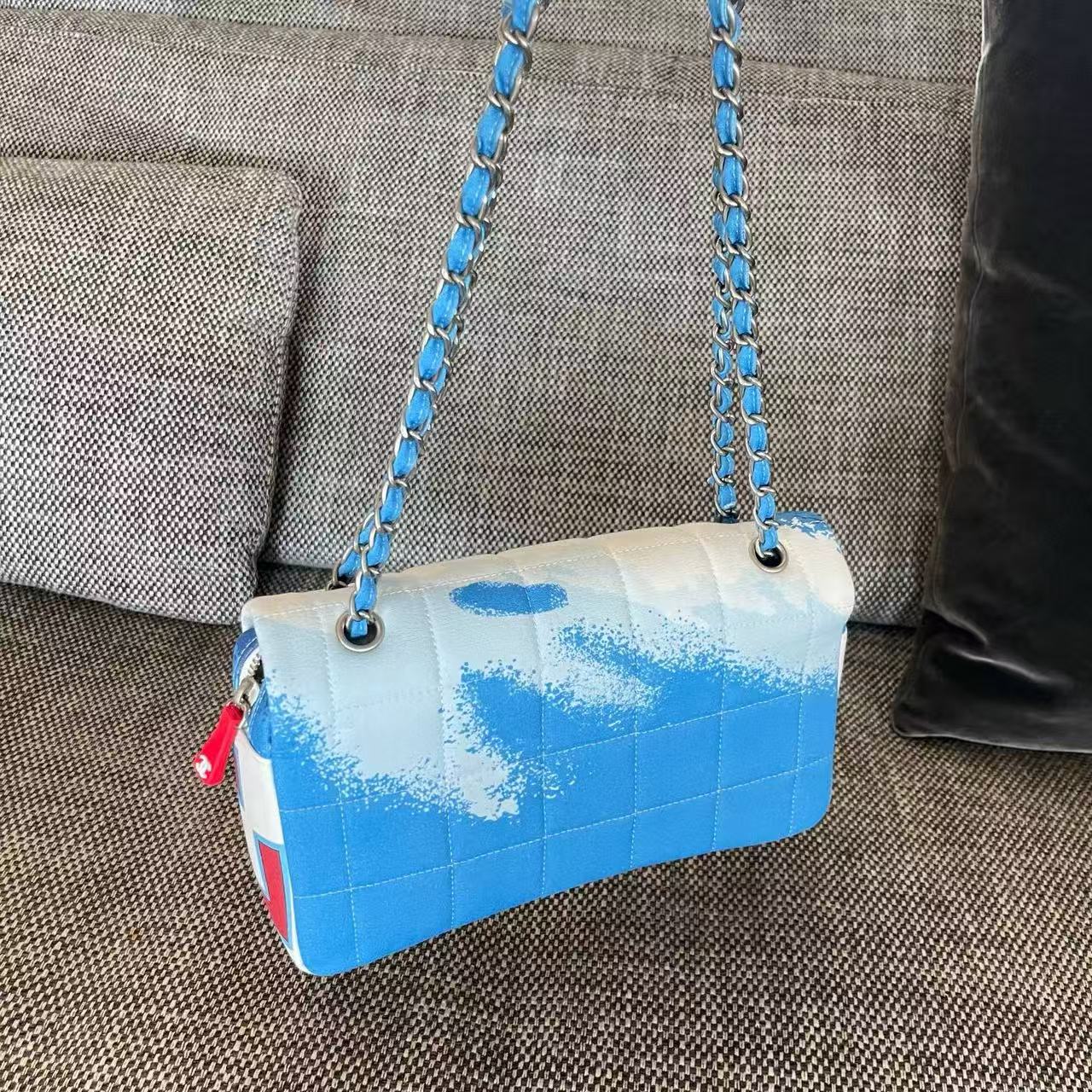 Chanel 2026 Surf Bag 25cm Blue White Canvas